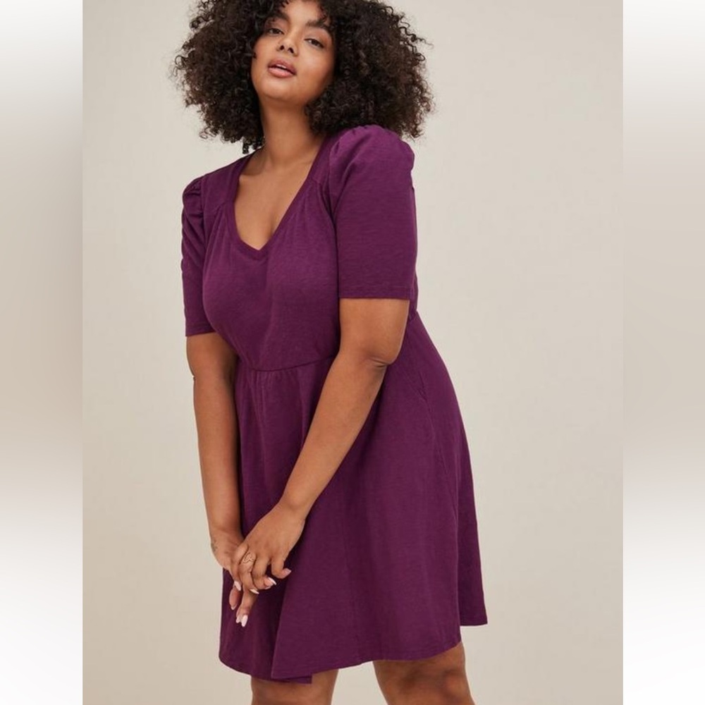 Mini Slub Puff Sleeve Skater Dress TORRID NWT